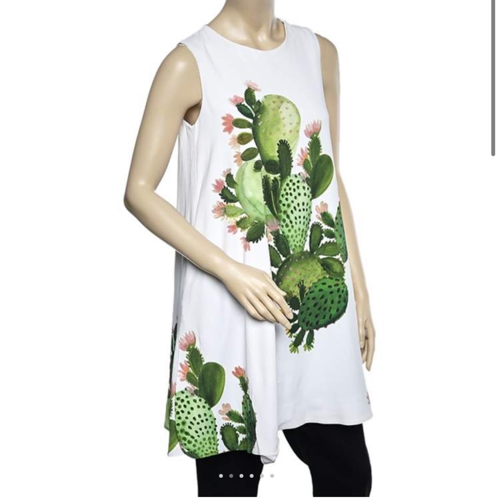 Sportmax cactus print sleeveless A line dress, size 0